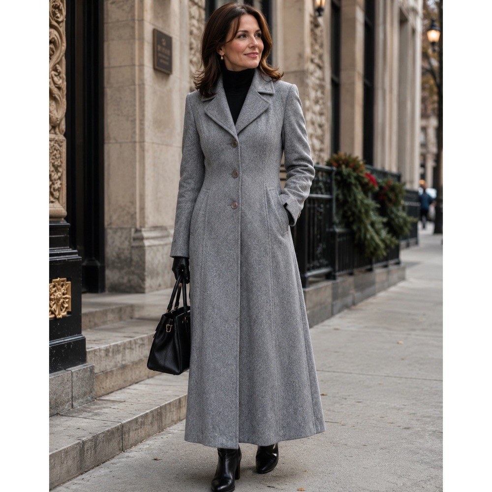Marvin Richards Vintage Grey Wool Blend Maxi Coat Long Overcoat Made in USA 4